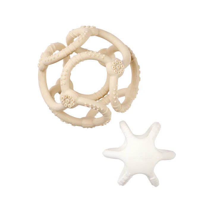 Nattou set 2 mingi din silicon 0m+ Clay/White
