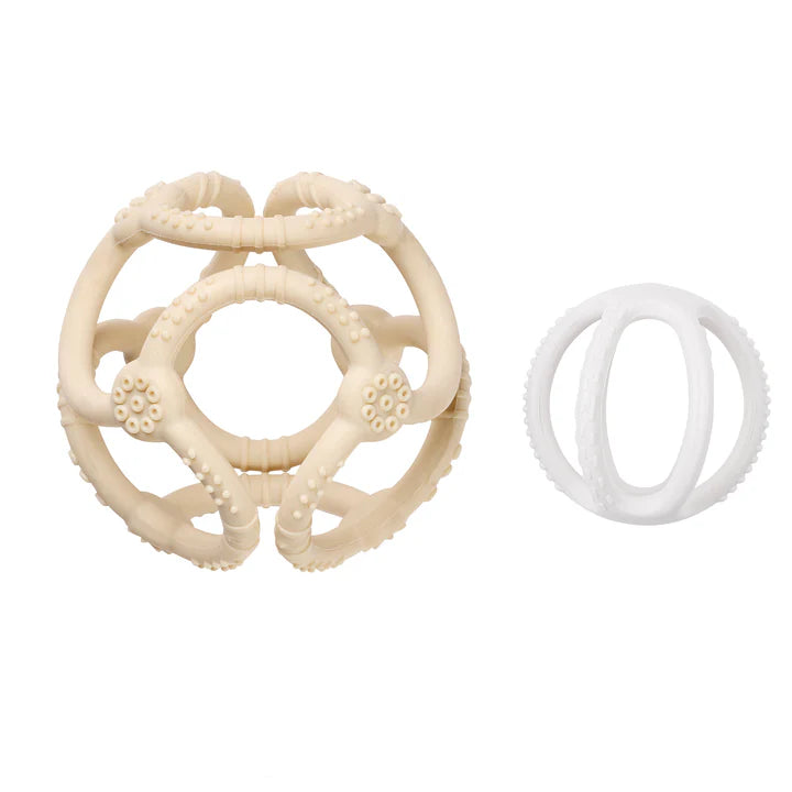 Nattou set 2 mingi din silicon 0m+ Clay/White