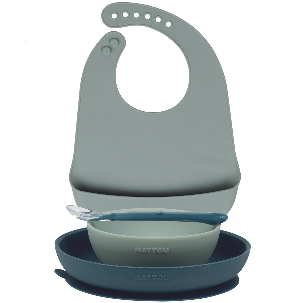 Nattou set tacamuri din silicon 4 piese 6m+ Green