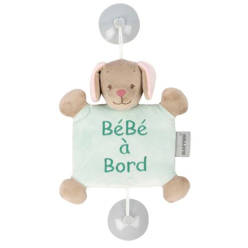 Nattou plus Baby On Board cu ventuza 0m+, Iris & Lali catelul Lali