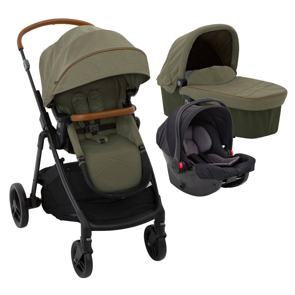 Graco carucior 3in1 Near2Me pentru 0m+, Khaki cu scoica Midnight Imagine principală a produsului
