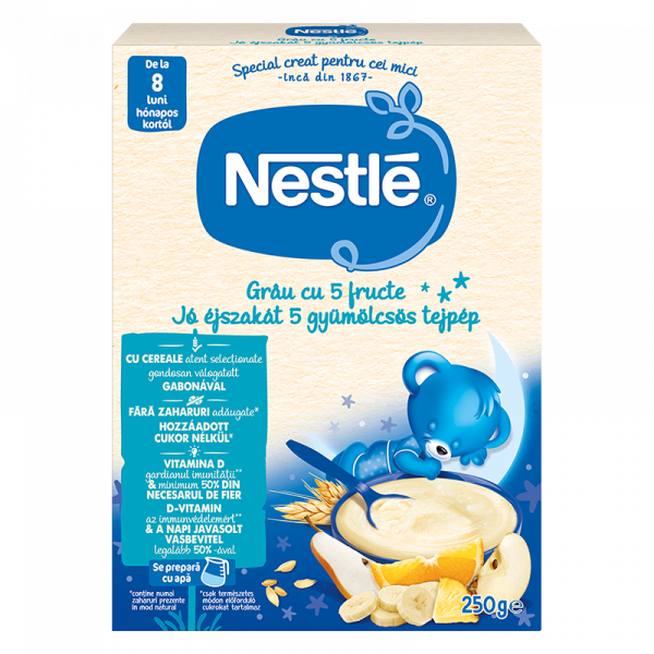 Nestle cereale mic dejun cu grau si 5 fructe, 8 luni+, 250 g