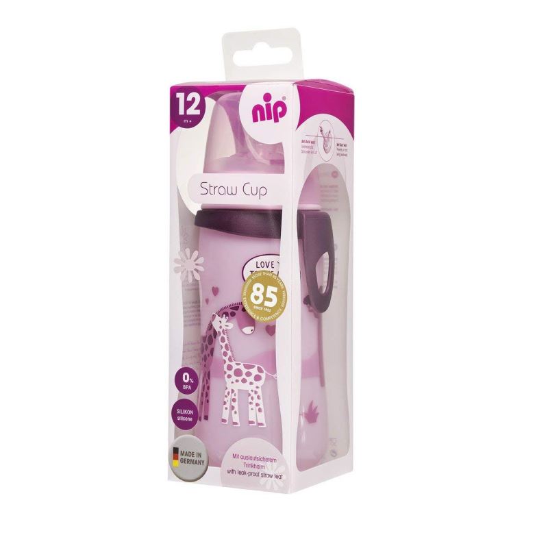 Nip Cana cu pai Straw Cup 330 ml cu clip de prindere 12m+ 01