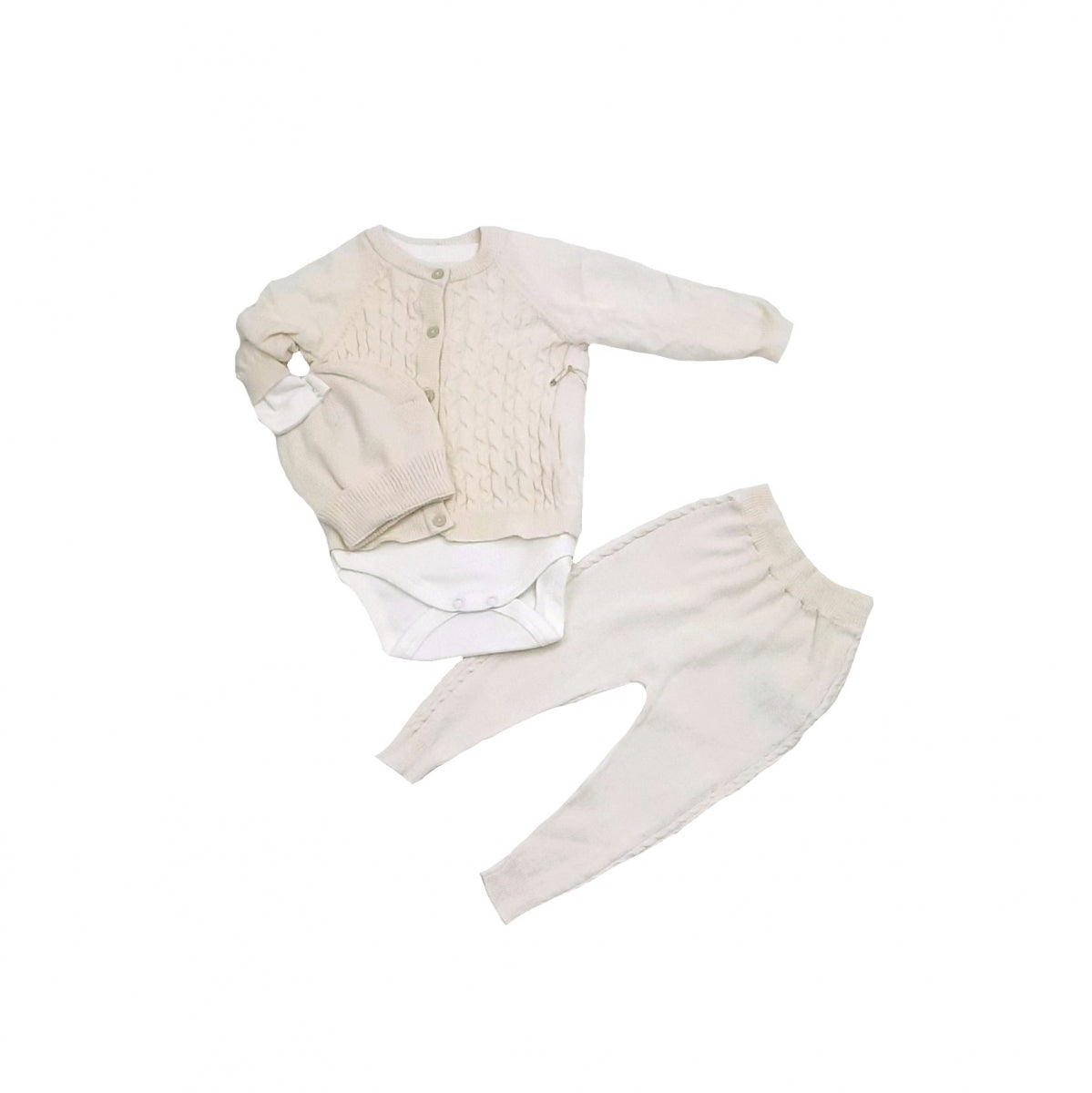 Nipper Land compleu baieti 4 piese 0-12 luni, Cream 6804 01