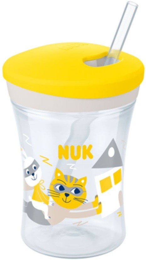 Nuk Action Cup cana de baut 230 ml 12m+ Galben cu pisica si iepure