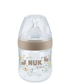 Nuk biberon 150 ml FOR NATURE cu senzor si tetina silicon S 0-6 luni Iepurasi