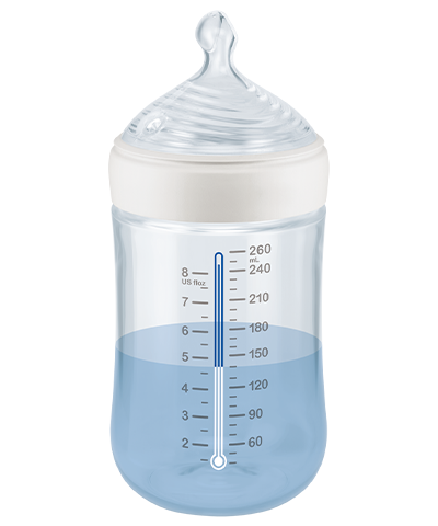 Nuk biberon 150 ml FOR NATURE cu senzor si tetina silicon S 0-6 luni Iepurasi