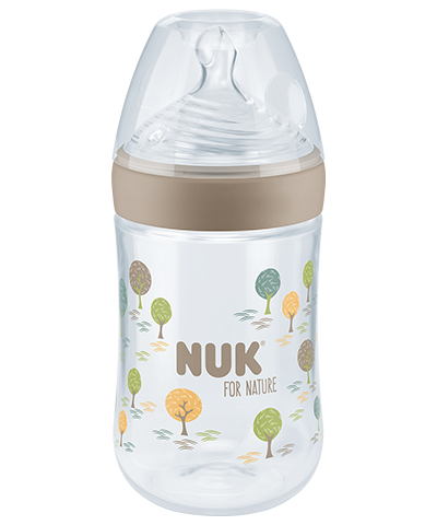Nuk biberon 260 ml FOR NATURE cu senzor si tetina silicon M 6-18 luni Copaci