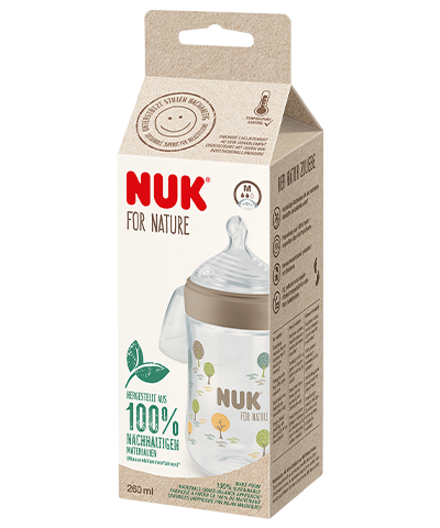 Nuk biberon 260 ml FOR NATURE cu senzor si tetina silicon M 6-18 luni Copaci
