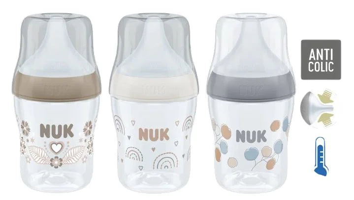Nuk biberon Perfect Match cu tetina silicon M si senzor de temperatura 260 ml 3m+ Winnie-Tigru