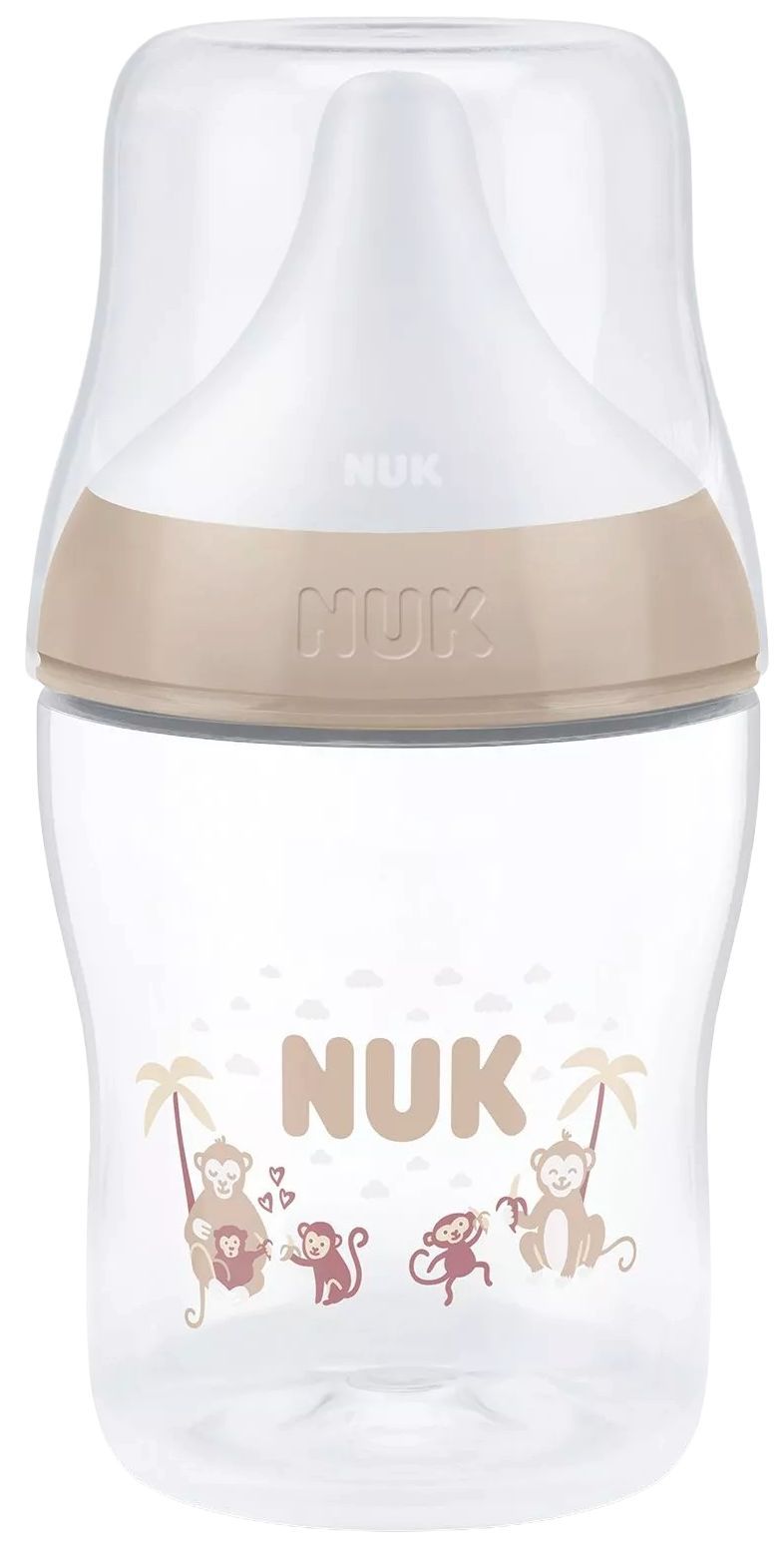 Nuk biberon Perfect Match cu tetina silicon S si senzor de temperatura 150 ml 0m+ Bej