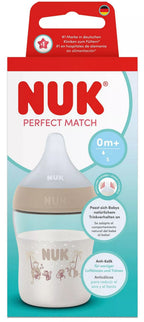 Nuk biberon Perfect Match cu tetina silicon S si senzor de temperatura 150 ml 0m+ Bej