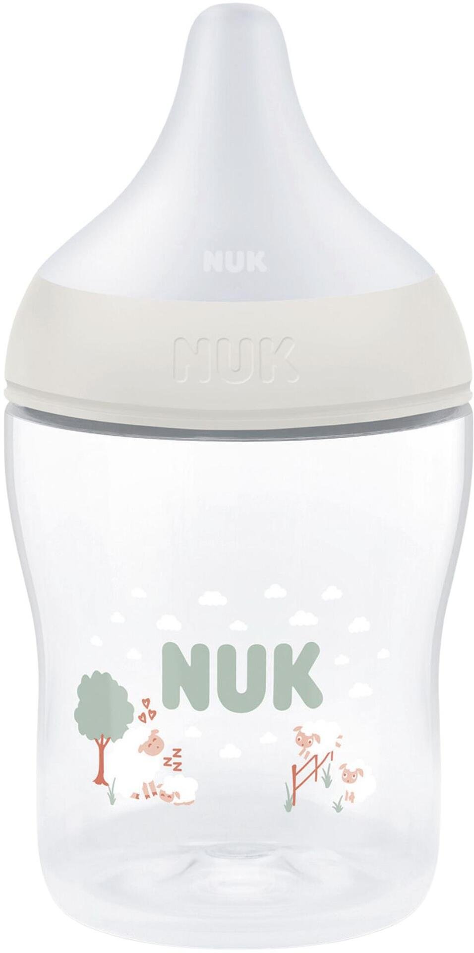 Nuk biberon Perfect Match cu tetina silicon S si senzor de temperatura 150 ml 0m+ Alb Imagine principală a produsului