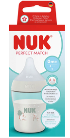Nuk biberon Perfect Match cu tetina silicon S si senzor de temperatura 150 ml 0m+ Alb