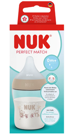 Nuk biberon Perfect Match cu tetina silicon S si senzor de temperatura 150 ml 0m+