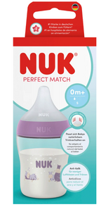 Nuk biberon Perfect Match cu tetina silicon S si senzor de temperatura 150 ml 0m+