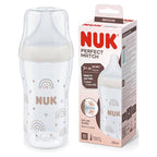 Nuk biberon Perfect Match cu tetina silicon si senzor de temperatura 260 ml 3m+ Curcubeu