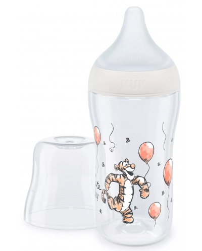 Nuk biberon Perfect Match cu tetina silicon M si senzor de temperatura 260 ml 3m+ Tiger Imagine secundară a produsului