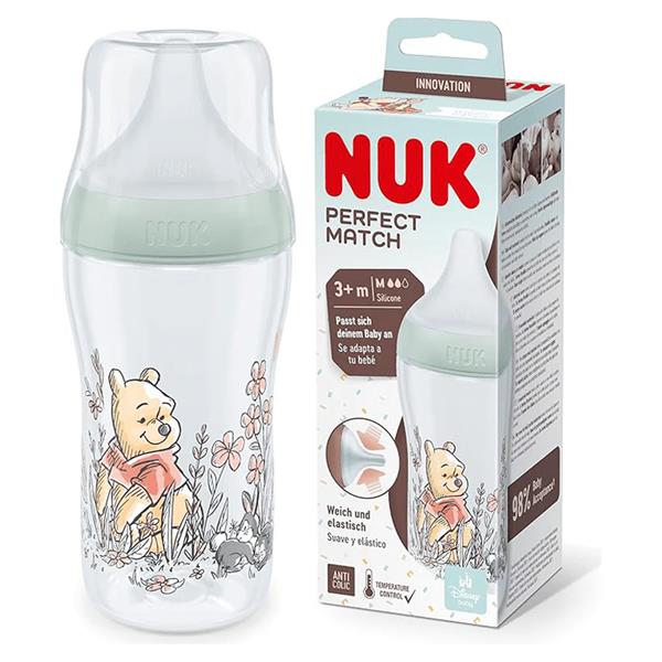 Nuk biberon Perfect Match cu tetina silicon si senzor de temperatura 260 ml 3m+ Winnie