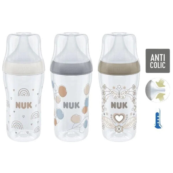 Nuk biberon Perfect Match cu tetina silicon M si senzor de temperatura 260 ml 3m+