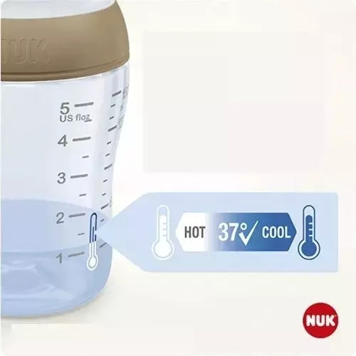 Nuk biberon Perfect Match cu tetina silicon M si senzor de temperatura 260 ml 3m+ Winnie-Tigru