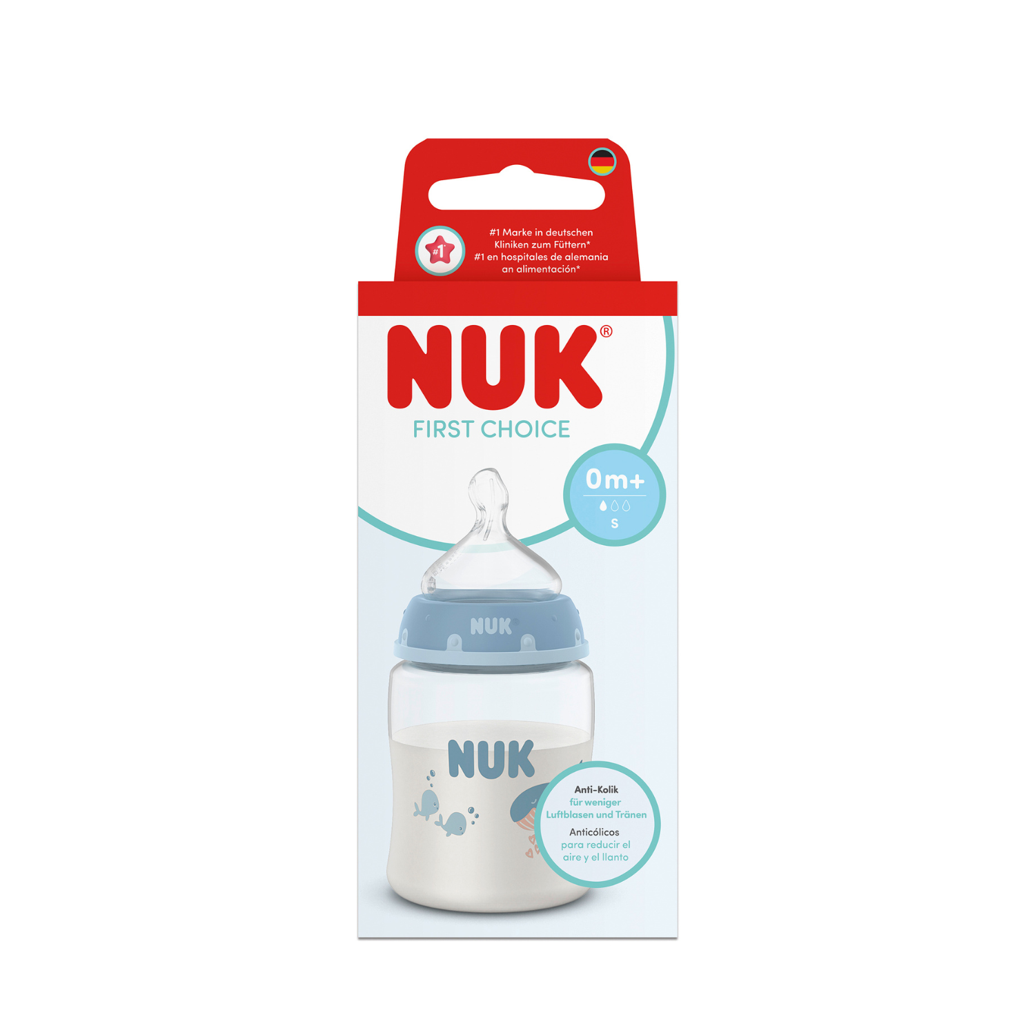 Nuk biberon PP 150 ml First Choice cu termocontrol si tetina silicon flux S 1/0m+