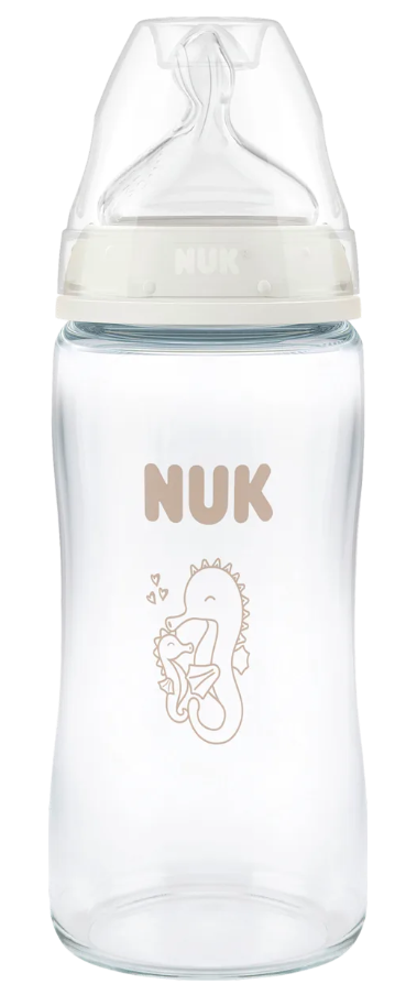 Nuk biberon sticla 240 ml First Choice cu termocontrol si tetina silicon flux M  2/3m Imagine principală a produsului