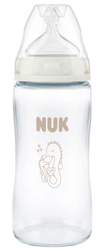 Nuk biberon sticla 240 ml First Choice cu termocontrol si tetina silicon flux M  2/3m