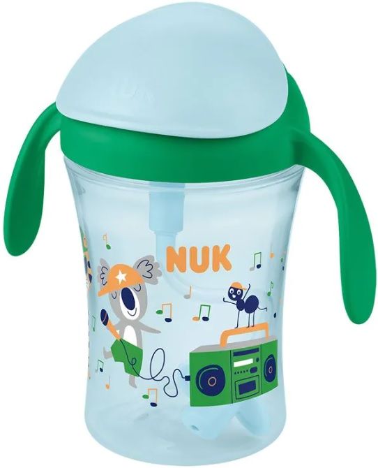 Nuk canita cu pai moale si maner Motion Cup 230 ml 8m+ Verde