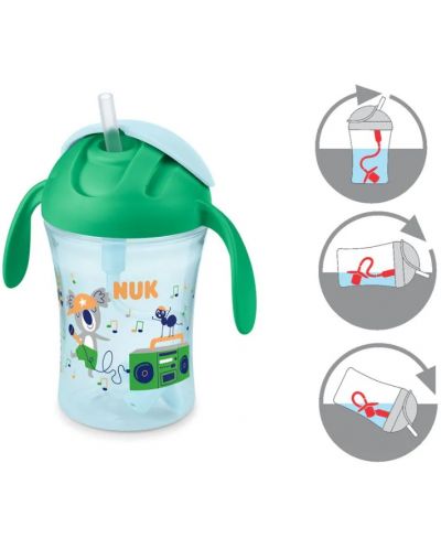 Nuk canita cu pai moale si maner Motion Cup 230 ml 8m+ Verde