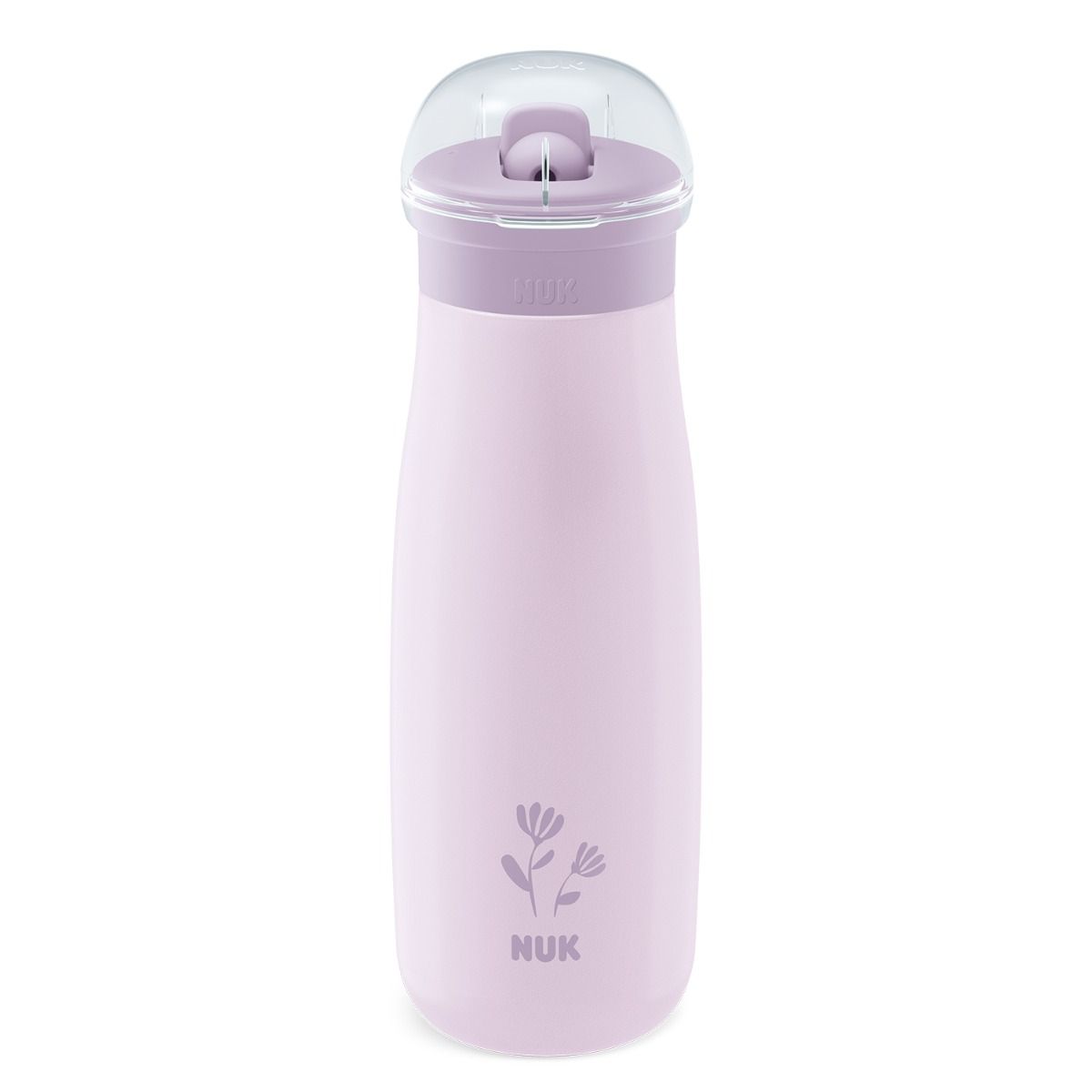 Nuk canita inox 2in1 Mini-Me Flip de 500 ml 12m+ Violet cu floare