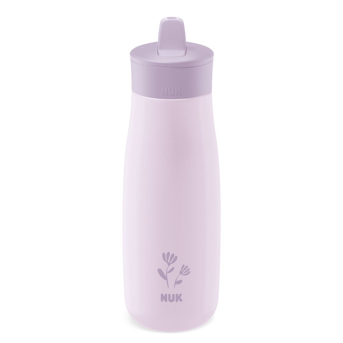 Nuk canita inox 2in1 Mini-Me Flip de 500 ml 12m+ Violet cu floare