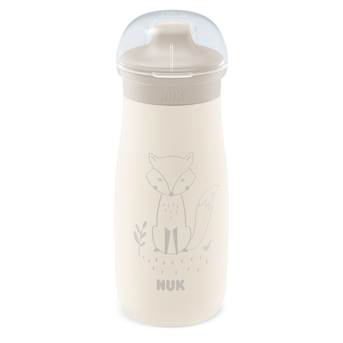 Nuk canita inox Mini-Me Sip cup cu cioc tare 300 ml 9m+ Crem cu vulpe Imagine principală a produsului