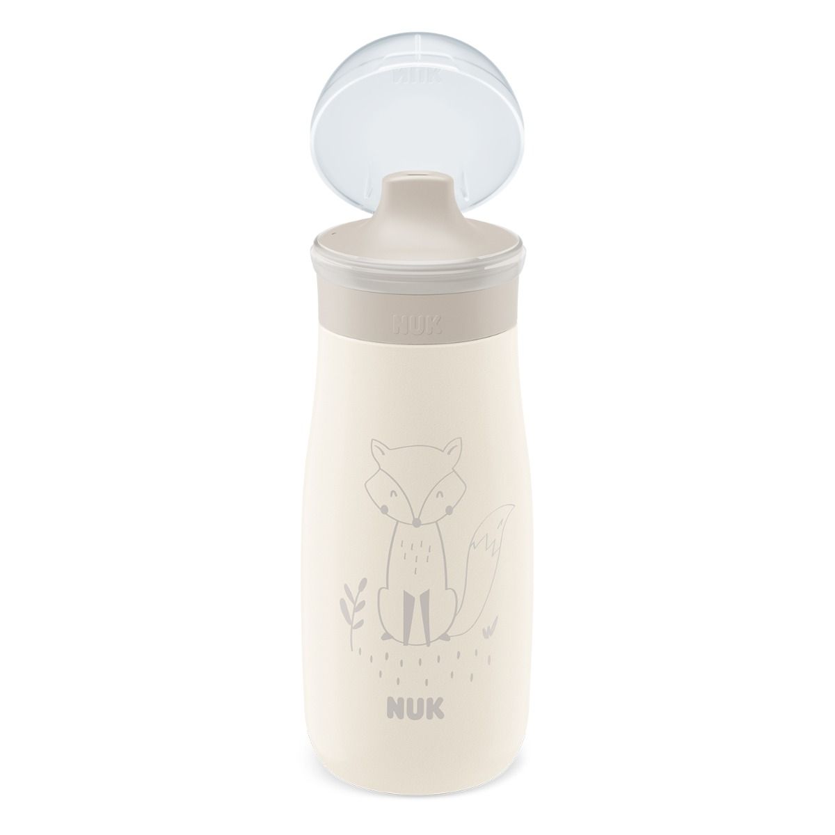 Nuk canita inox Mini-Me Sip cup cu cioc tare 300 ml 9m+ Crem cu vulpe