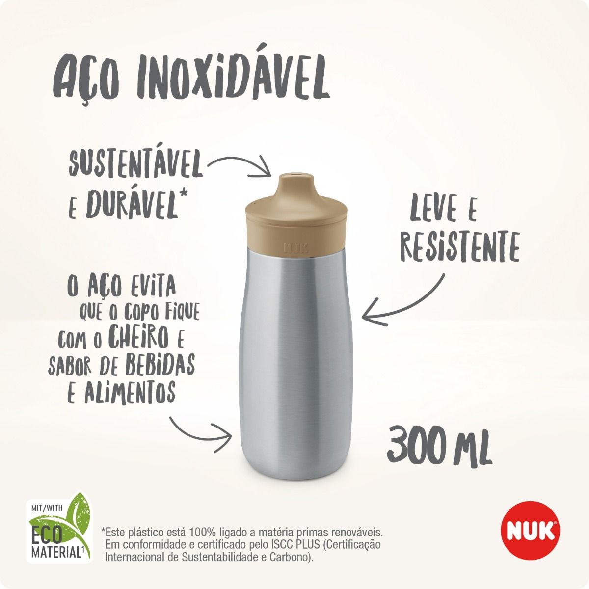 Nuk canita inox Mini-Me Sip cup cu cioc tare 300 ml 9m+