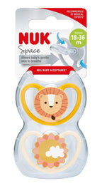 Nuk suzeta din silicon Space 18-36 luni 2 buc Zebra sau Leu