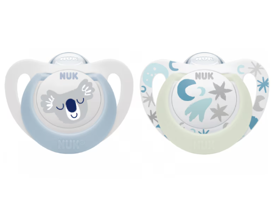 Nuk suzeta din silicon Star Day&Night 0-6 luni 2 buc Koala albastru