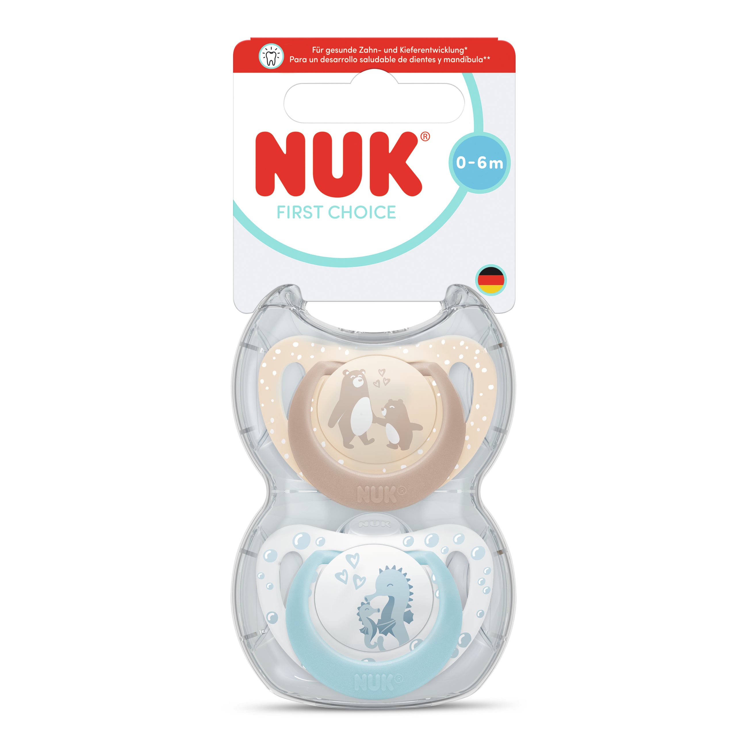 Nuk suzeta silicon First Choice 0-6 luni 2 buc Ursuleti-Calut de mare Imagine secundară a produsului