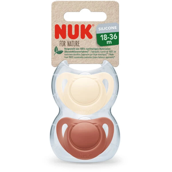 Nuk suzeta silicon For Nature 18-36 luni 2 buc Crem-Rosu