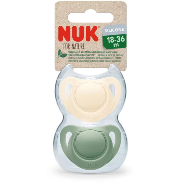 Nuk suzeta silicon For Nature 18-36 luni 2 buc Crem-Verde
