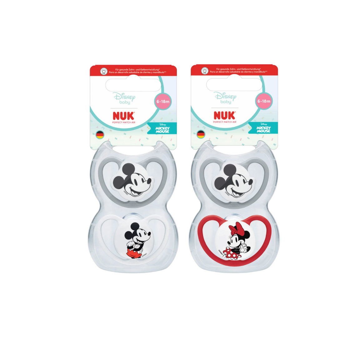 Nuk suzeta silicon Perfect Match Air 6-18 luni 2 buc Mickey Mouse/Minnie
