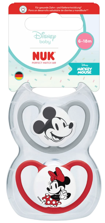 Nuk suzeta silicon Perfect Match Air 6-18 luni 2 buc Mickey Mouse/Minnie