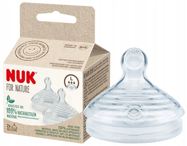 Nuk tetina silicon For Nature L cu 9 orificii  2 buc