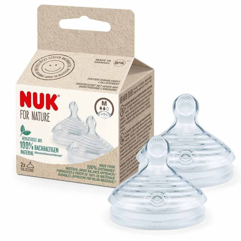 Nuk tetina silicon For Nature M cu 6 orificii 2 buc