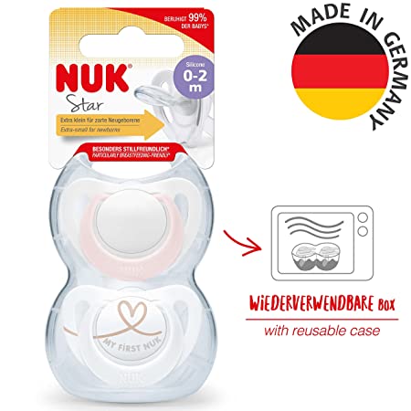 Nuk suzeta din silicon Star 0-6 luni 2 buc
