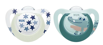 Nuk suzeta din silicon Star Day&Night 18-36 luni 2 buc Crocodil