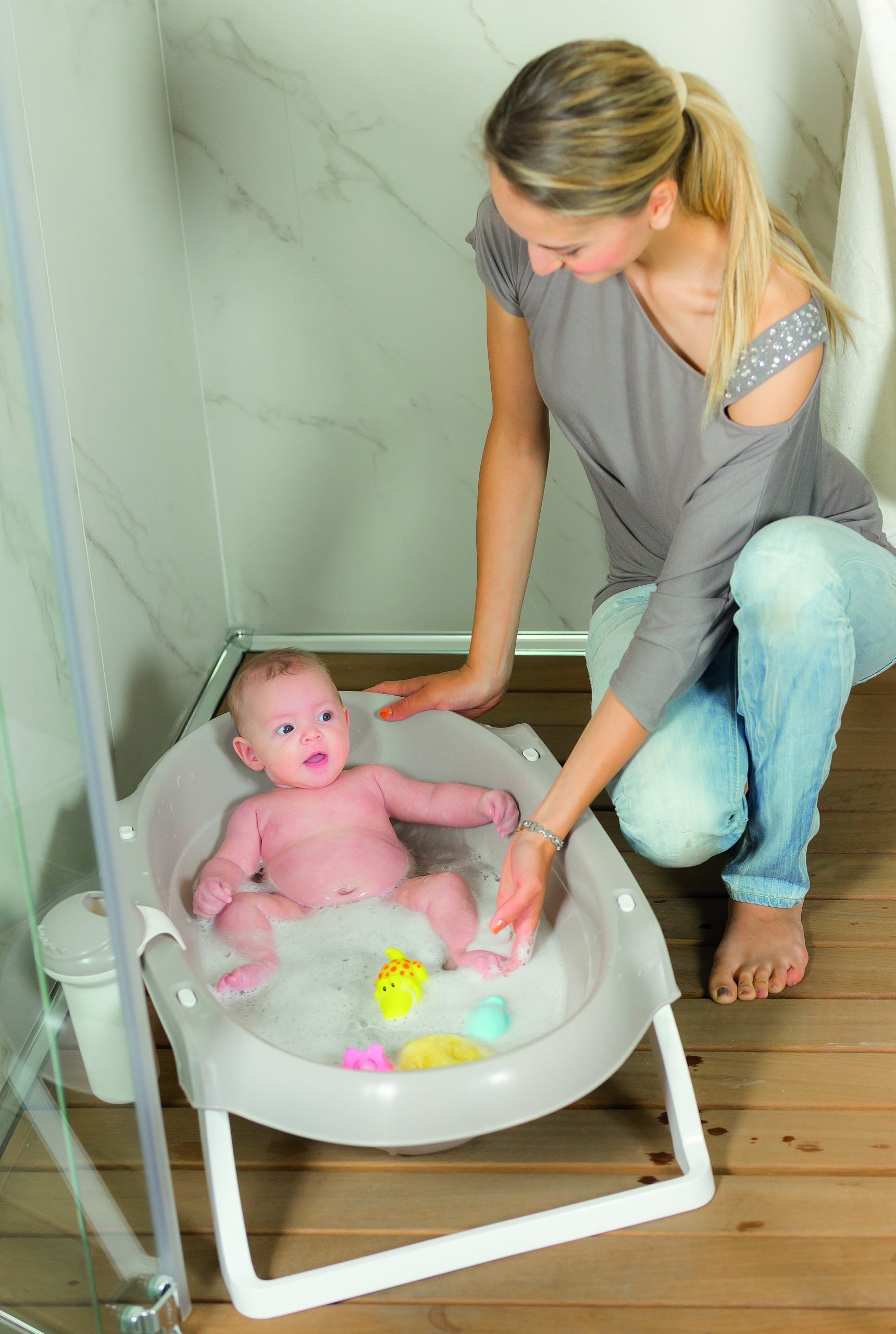 OK Baby Cadita de baie Onda Slim 0-12 luni, Roz