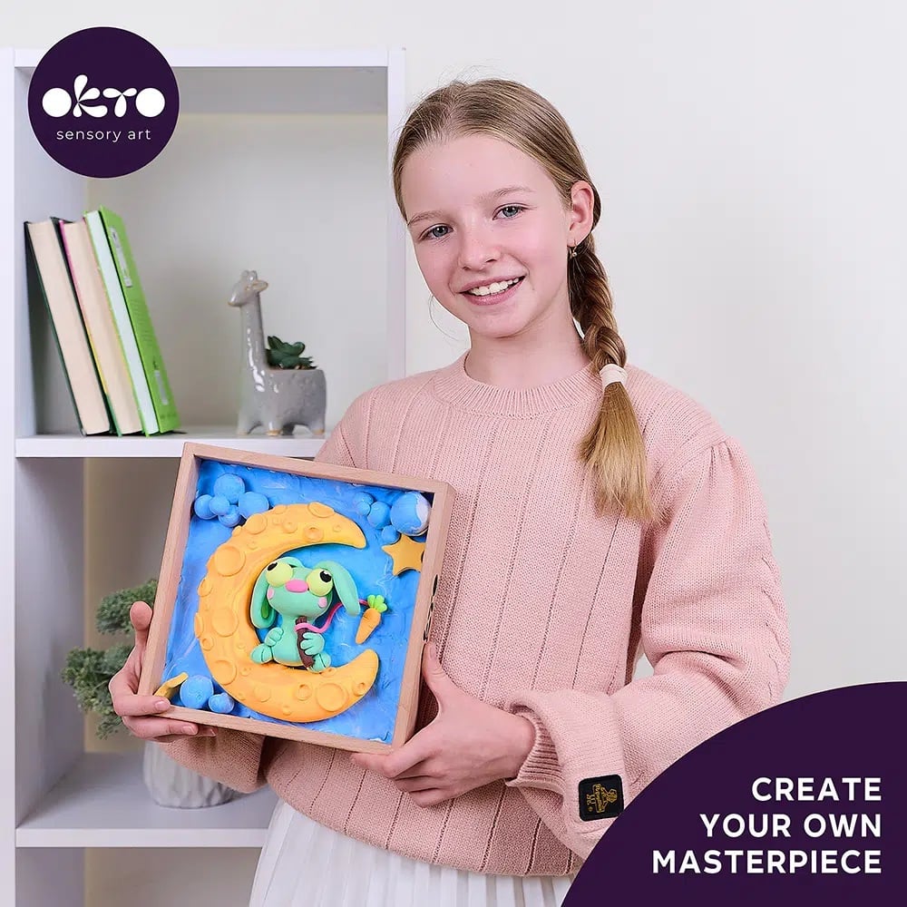 Okto set creatie Wood&Craft Little Worlds 21x21 cm 8 ani+ Bunny Moon