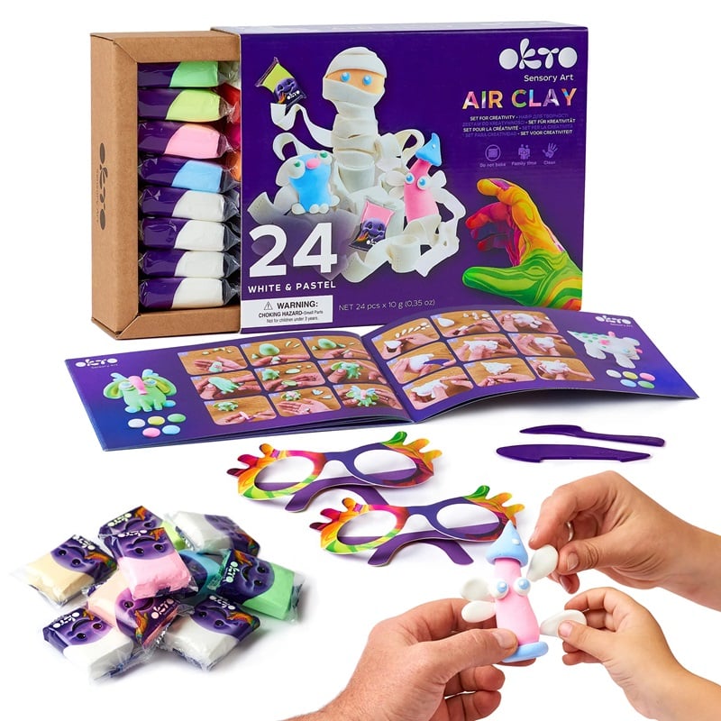 Okto set de creatie Air Clay 24 de culori 5 ani+ White&Pastel