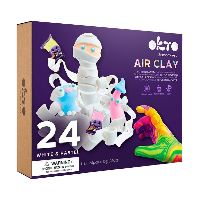 Okto set de creatie Air Clay 24 de culori 5 ani+ White&Pastel Imagine principală a produsului